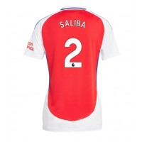 Camisa de Futebol Arsenal William Saliba #2 Equipamento Principal Mulheres 2024-25 Manga Curta